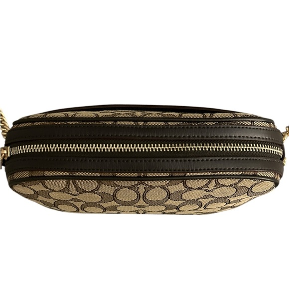 Coach Isla Chain Crossbody In Signature Jacquard in Khaki/Brown/Light Gold - Picture 3 of 10